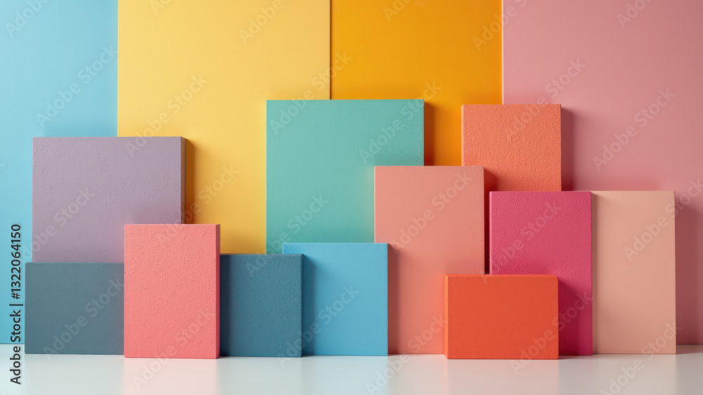 Fototapeta premium Colorful acoustic foam tiles for soundproofing.