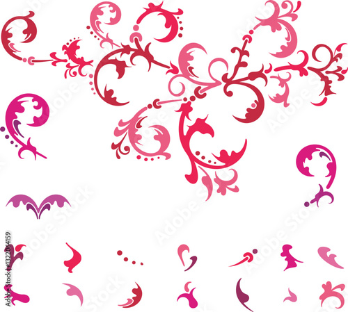 Floral ornamental arabesque designs vector set in traditional Oriental style. Colorful luxury vintage page decorations, great for backgrounds, wedding invitations, greeting cards, wallpapers.