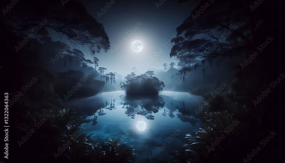 Obraz premium fantasy landscape with the moon