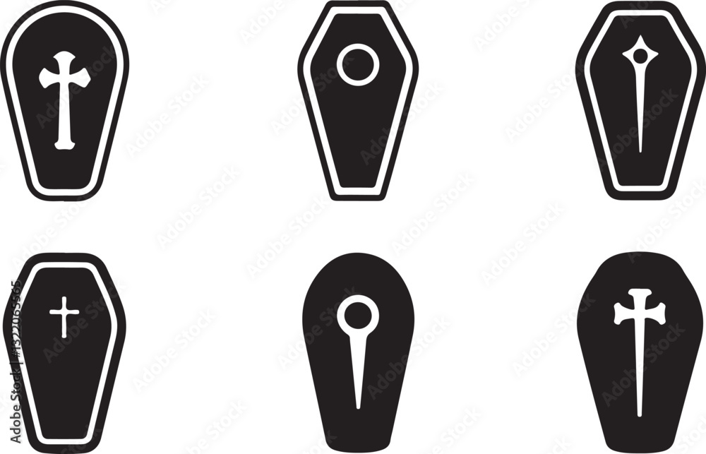 Fototapeta premium Coffin icon silhouettes