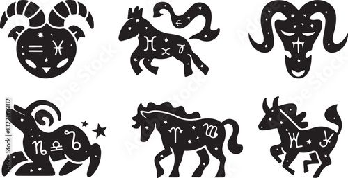 Zodiac Constellations silhouettes