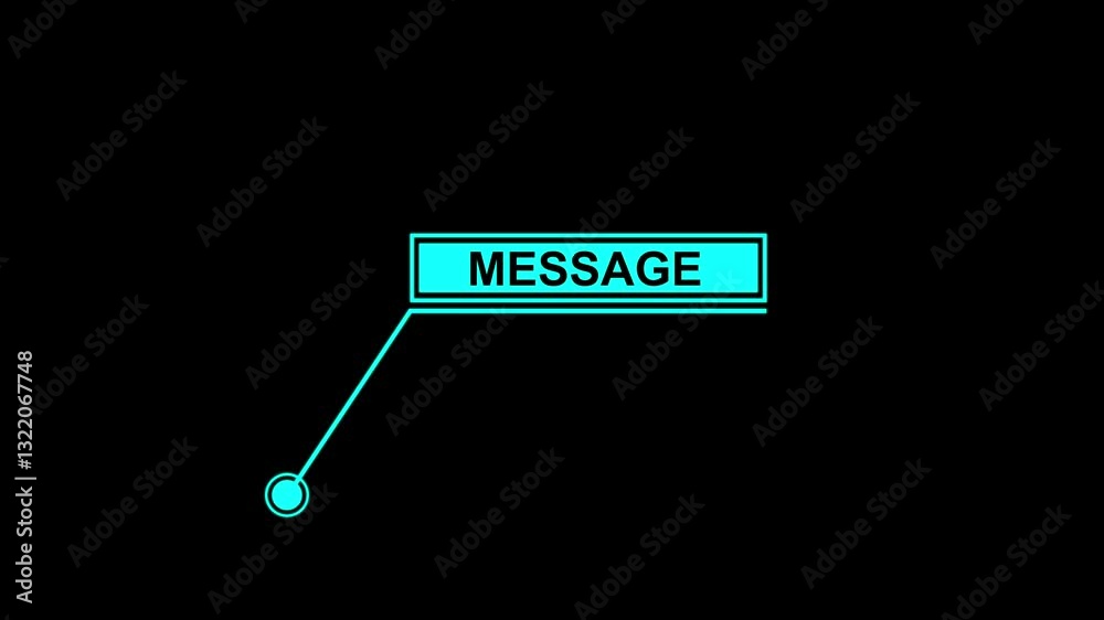 Futuristic HUD Elements with Message text. Animation of HUD elements white callout for text 4K video. HUD elements on black background. 
