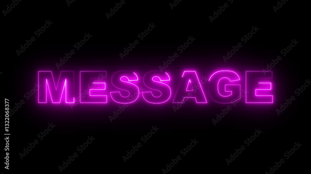 Text message icon. Neon line message icon with neon circle animation on black background. Indicates message, letter, news icon. Text message icon. Neon line message icon with neon circle animation on black background. Indicates message, letter, news icon.