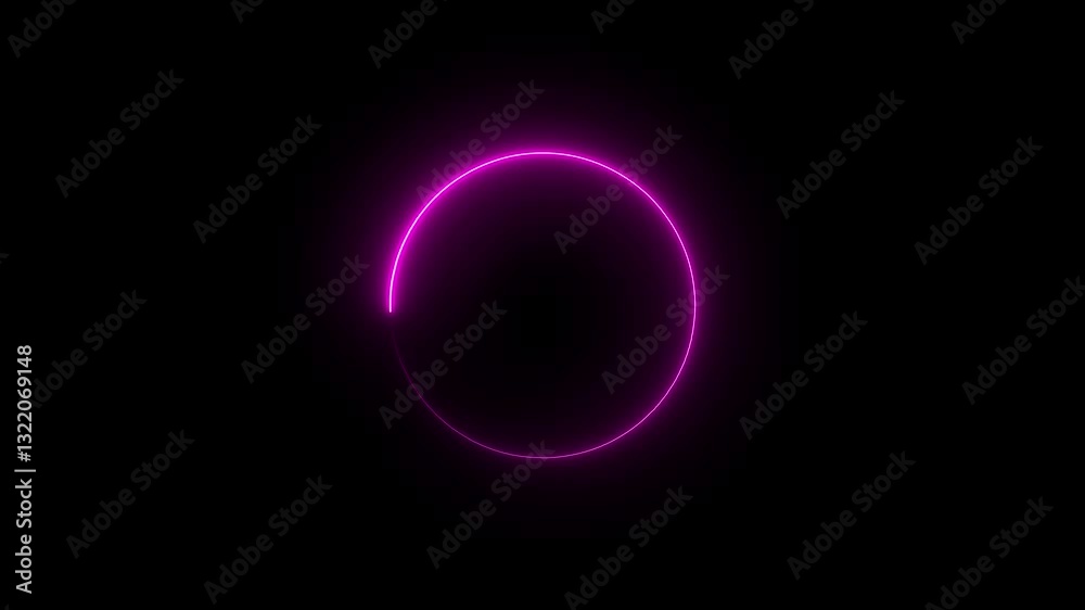 neon light trail circle on black background. Abstract neon light circle loading frame animation. Seamless looping round circle picture frame neon light trail circle on black background. Abstract neon light circle loading frame animation. Seamless looping round circle picture frame