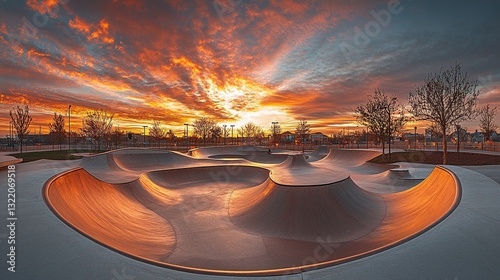 Dynamic Urban Skate Park Design with Ramps and Bowls photo