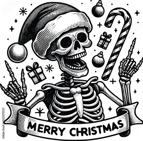 Bild auf Leinwand Funny Skeleton Christmas SVG – Spooky & Festive Holiday Design