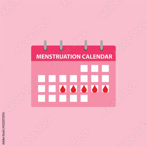 Menstrual calendar on pink background. Menstrual period.