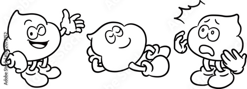 Vector illustration set of doodle poop characters