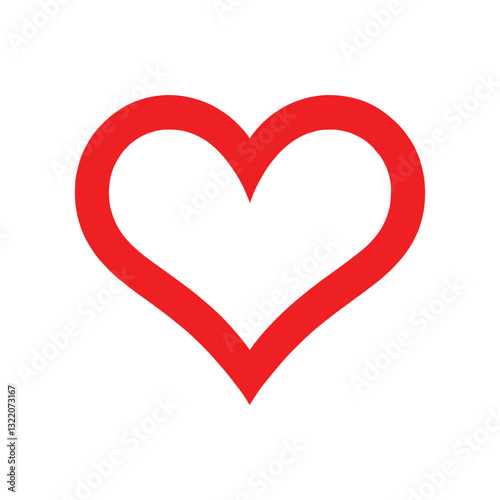 Minimalist Red Heart Line Art Logo, Romantic Love Symbol, Elegant Heart Vector Design