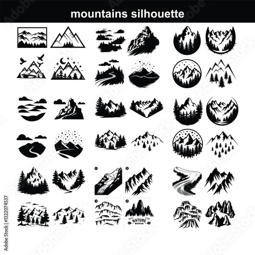 Mountain Icons - Acme Serie mountain icons set Mountain Ranges, Hills and Water Ways Icons mountain icons set