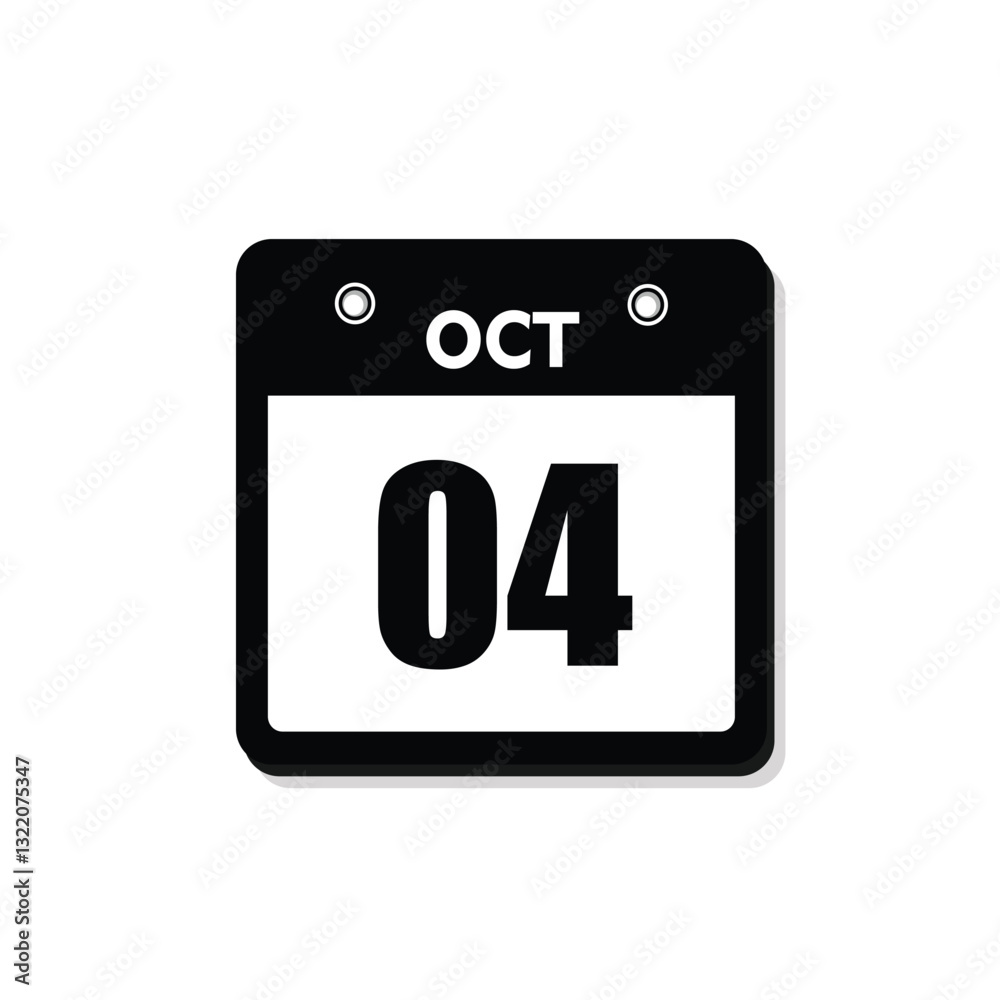 calender icon, 04 october icon with white background calender icon, 04 october icon with white background