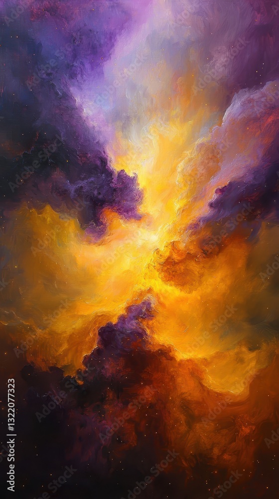 Naklejka premium Vibrant Abstract Cosmic Explosion of Color in Space Art