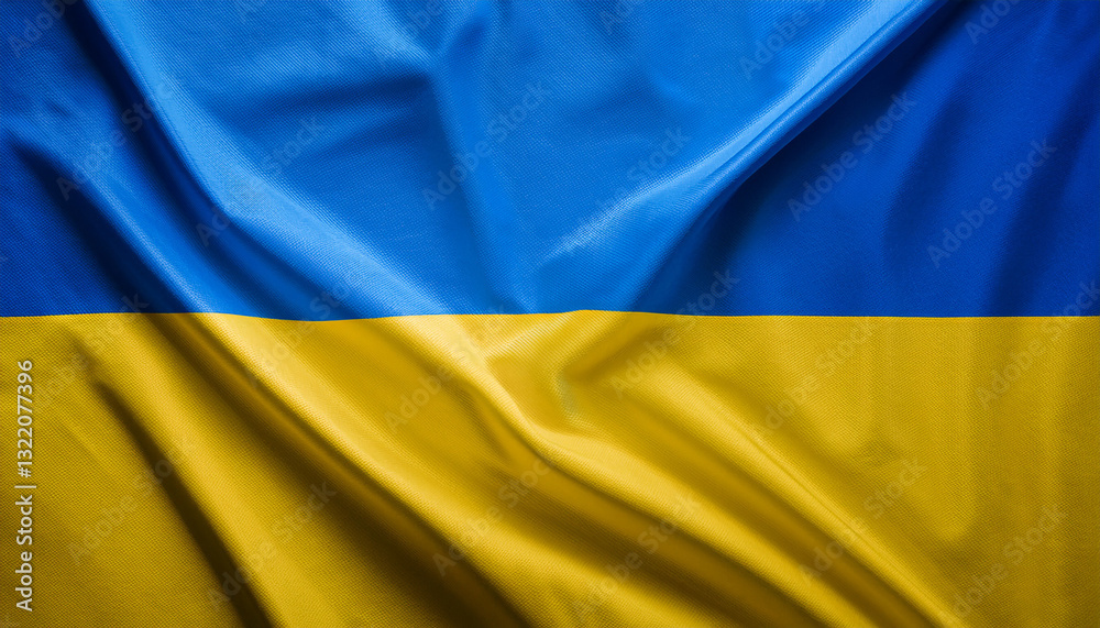 National flag of Ukraine, silk fabric. Banner for celebrating Independence Day. National flag of Ukraine, silk fabric. Banner for celebrating Independence Day.