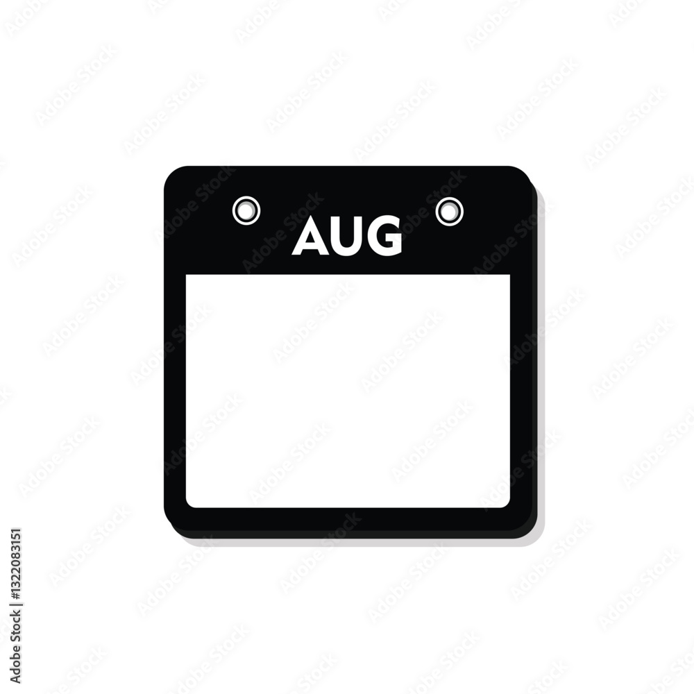 calender icon, august icon with white background calender icon, august icon with white background