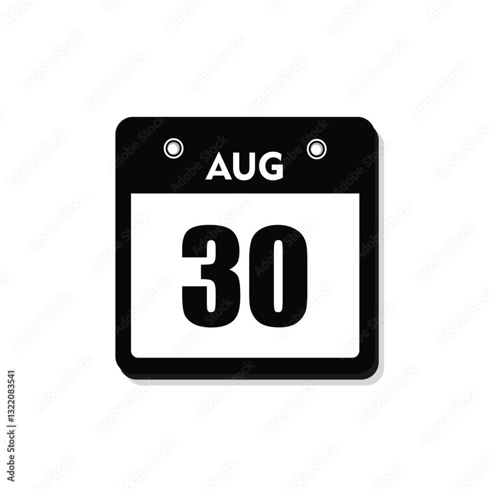 calender icon, 30 august icon with white background calender icon, 30 august icon with white background