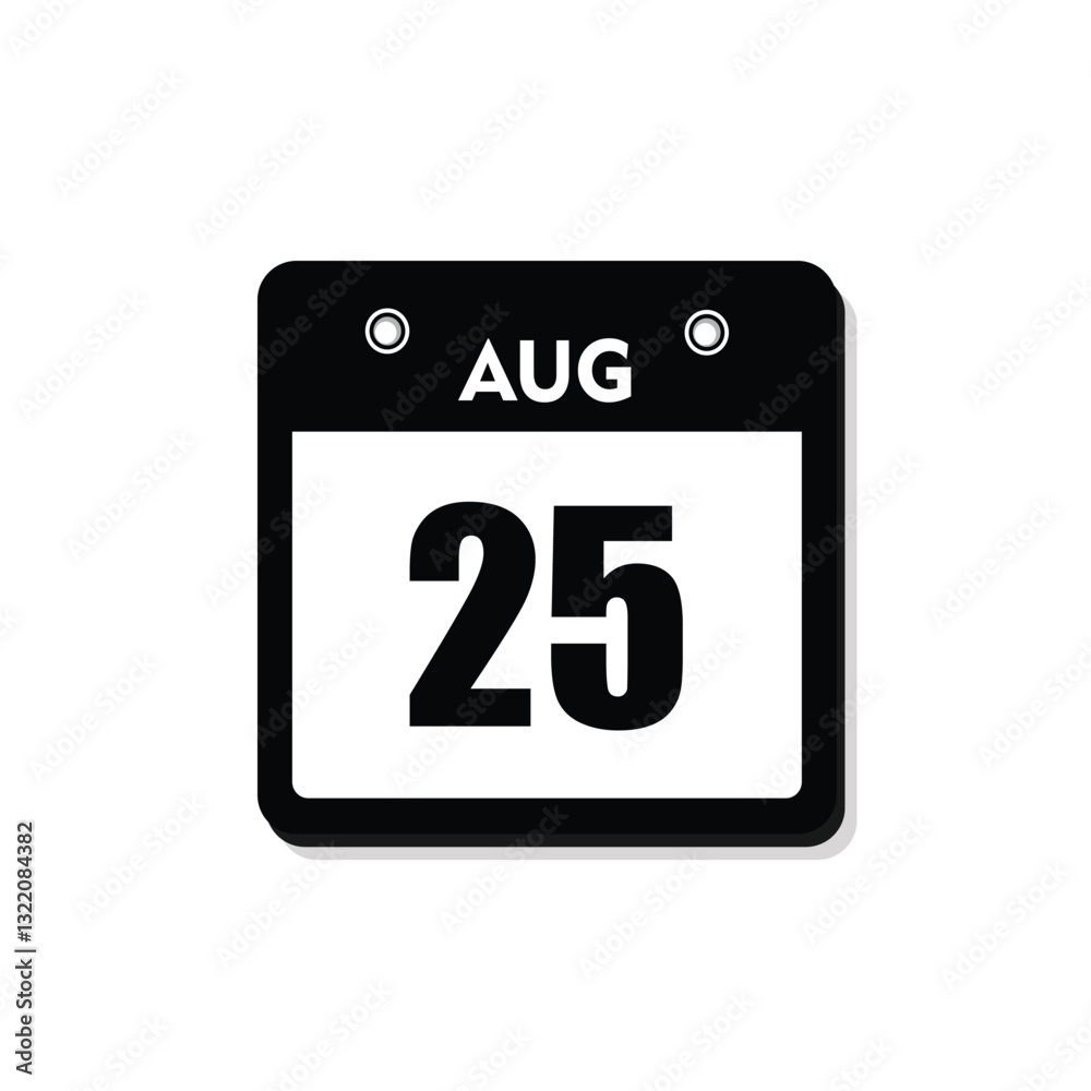 calender icon, 25 august icon with white background