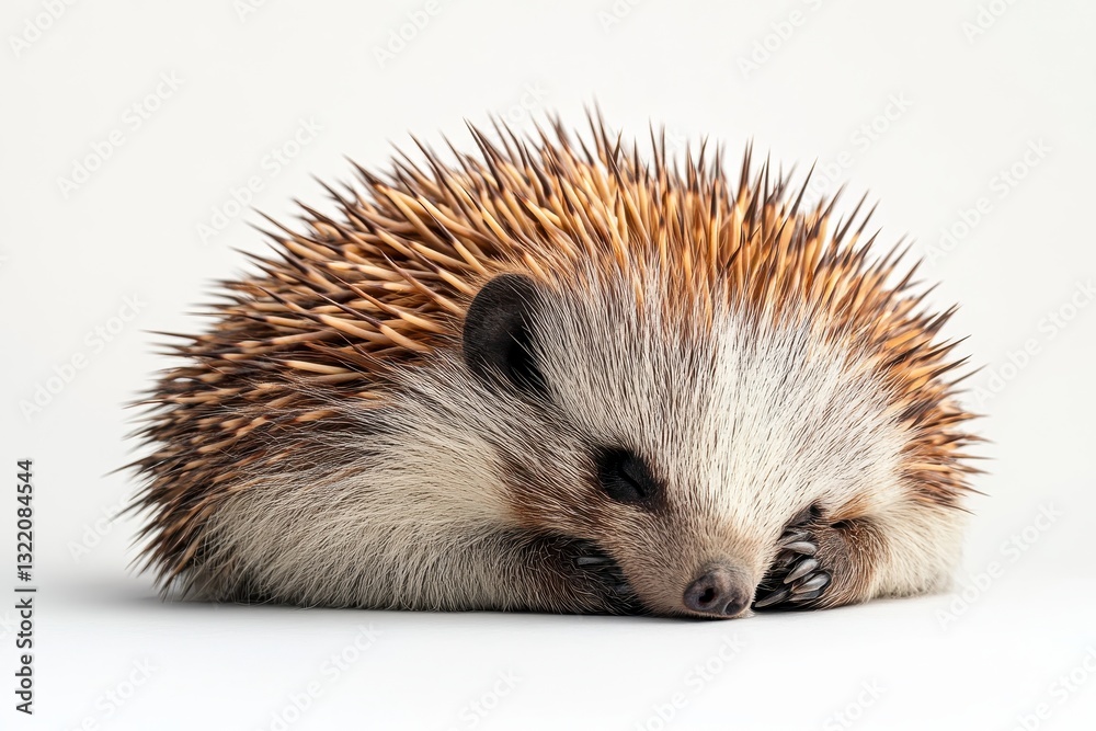 Fototapeta premium Hedgehog with beautiful quills resting peacefully on a surface