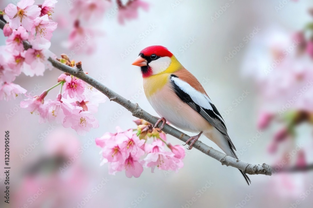 Colorful bird perched on cherry blossom branch (1) Colorful bird perched on cherry blossom branch (1)