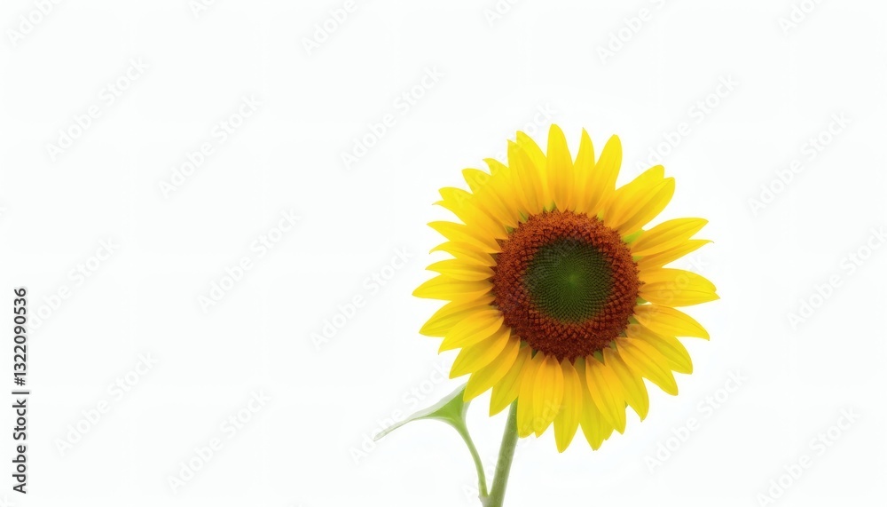 Fototapeta premium Single Sunflower on White Background