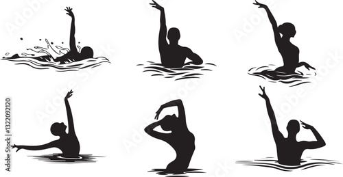 Synchronized Swimming silhouettes