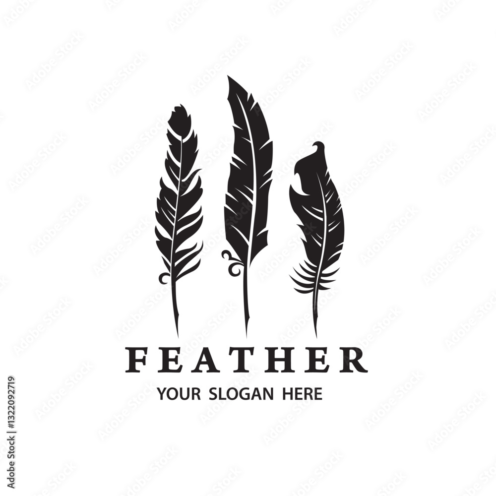 Obraz premium feather pen icon isolated on white background