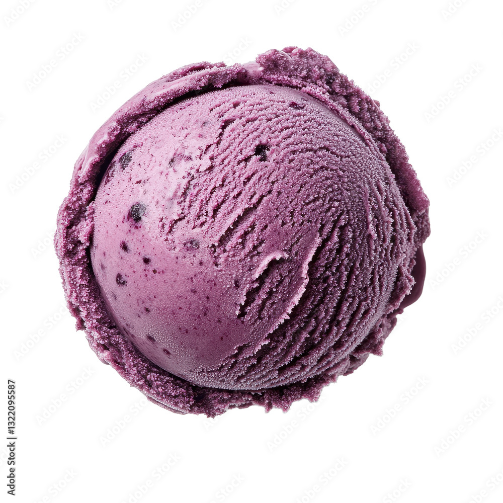 Delightful blueberry ice cream scoop viewed from above isolated on clean white backdrop, Blueberry ice cream scoop, top view, isolated on white background Delightful blueberry ice cream scoop viewed from above isolated on clean white backdrop, Blueberry ice cream scoop, top view, isolated on white background