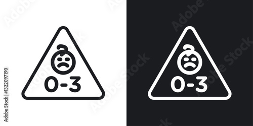 Age warning sign set in black and white stroke lines