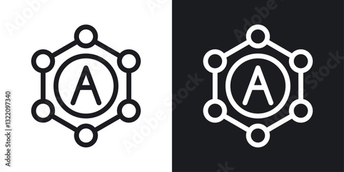 Antioxidant icon set in black and white stroke lines