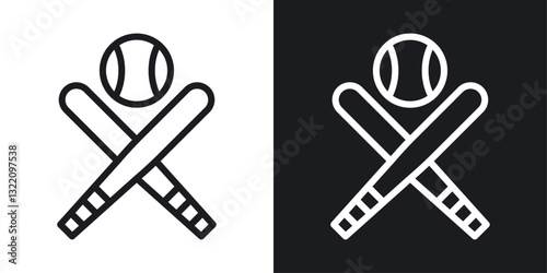 Baseball icon set in black and white stroke lines