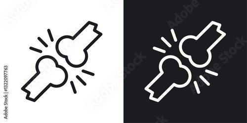 Bones icon set in black and white stroke lines