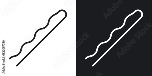 Bobby pin icon set in black and white stroke lines