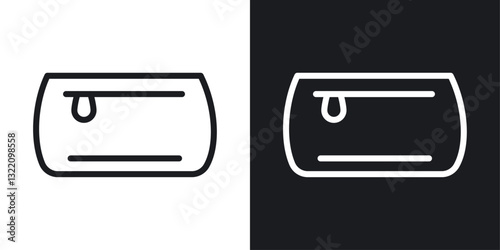 Cosmetic bag icon set in black and white stroke lines