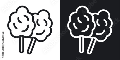 Cotton Candy icon set in black and white stroke lines