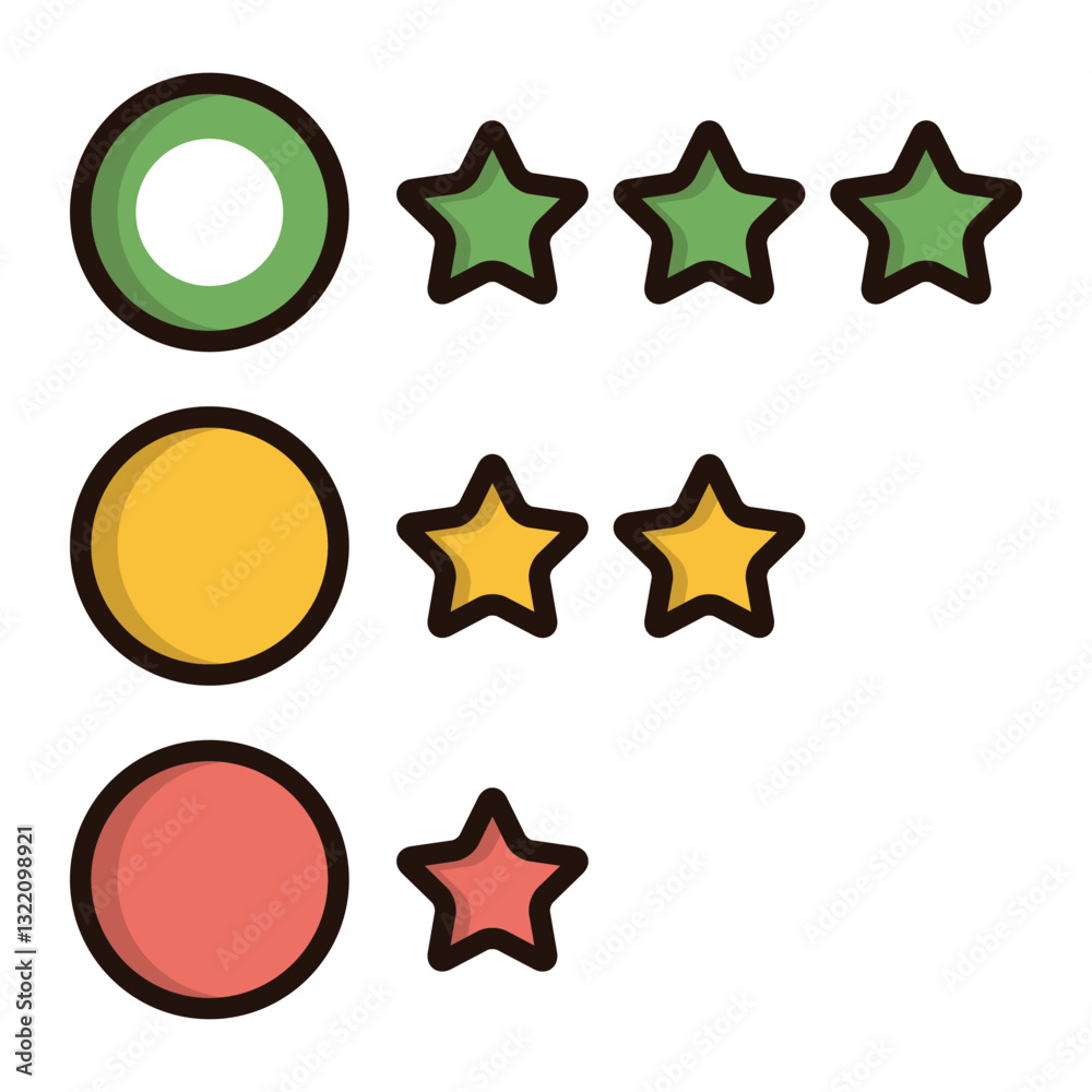 A Vibrant Rating System Showcasing Excellent, Good, And Fair Reviews With Cheerful Color-coded Circles And Star Icons In A Clean, Simple Design A Vibrant Rating System Showcasing Excellent, Good, And Fair Reviews With Cheerful Color-coded Circles And Star Icons In A Clean, Simple Design