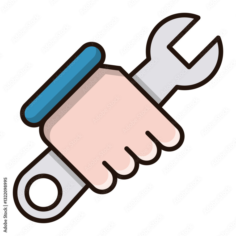 A Steady Hand Confidently Grips A Wrench, Symbolizing Skilled Repair And Unwavering Dedication To Fixing Problems With A Clean, Simple, And Bold Illustrative Style A Steady Hand Confidently Grips A Wrench, Symbolizing Skilled Repair And Unwavering Dedication To Fixing Problems With A Clean, Simple, And Bold Illustrative Style