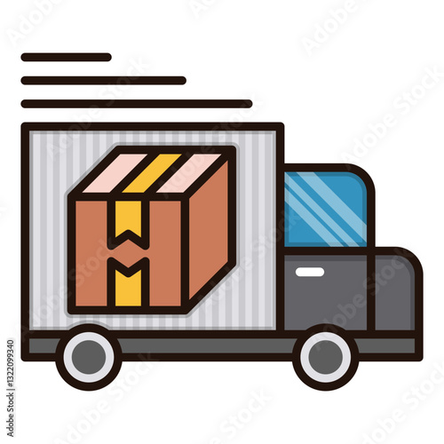 A Fast Delivery Truck Speeding To Its Destination, Carrying A Precious Package, Ensuring Timely Arrival With Clean Lines And Vibrant Colors