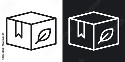 Eco packaging icon set in black and white stroke lines