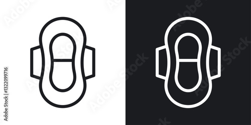 Feminine hygiene pad icon set in black and white stroke lines