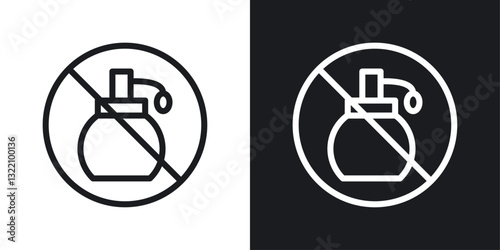 Forbidden perfume sign set in black and white stroke lines