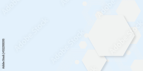 Soft White Geometric Hexagon Background for Presentation. Futuristic White Honeycomb Structure Background. Vector. Hexagon. 