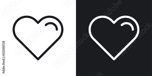 Heart icon set in black and white stroke lines