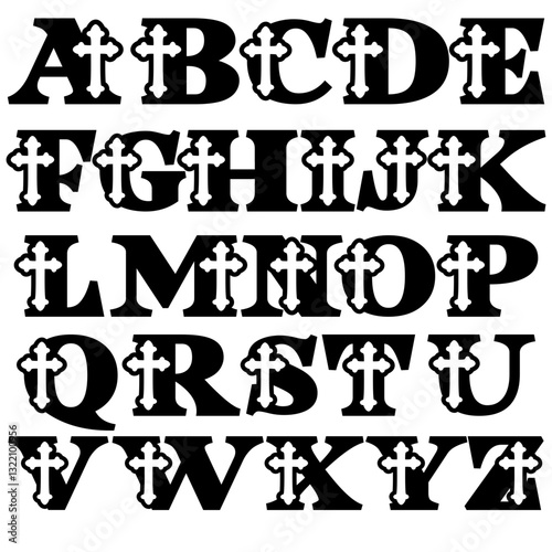 Christian Cross Alphabet Monogram Letters