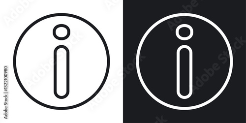 Information icon set in black and white stroke lines