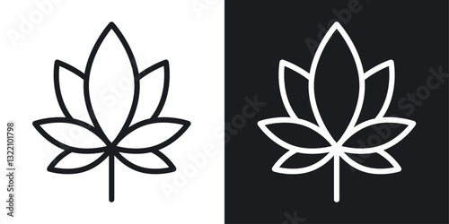 Marijuana icon set in black and white stroke lines
