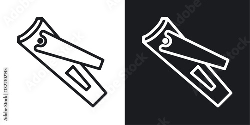Nail clipper icon set in black and white stroke lines