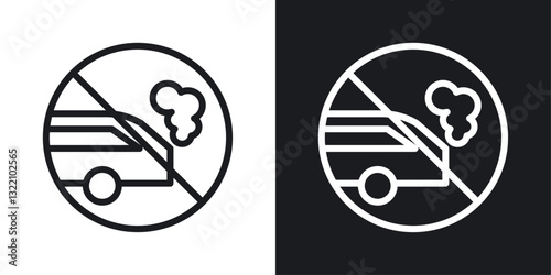 No exhaust gases sign set in black and white stroke lines