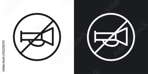 No horn sign set in black and white stroke lines