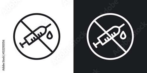 No syringe sign set in black and white stroke lines