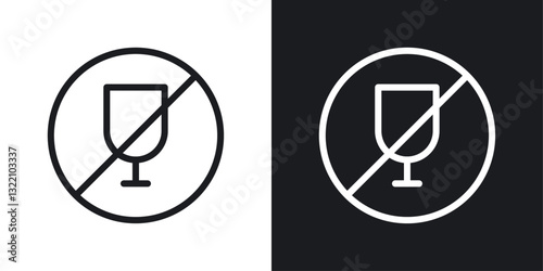 No wine sign set in black and white stroke lines