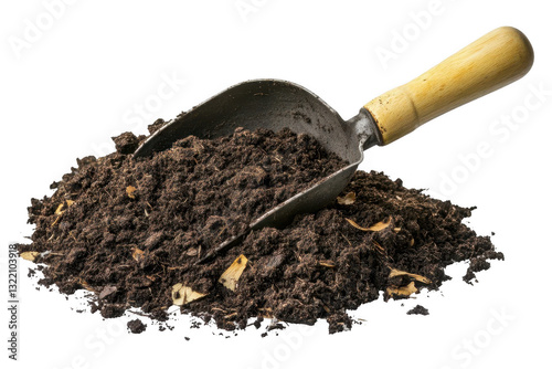 Dark Brown Soil Scoop Isolated On Transparent Background